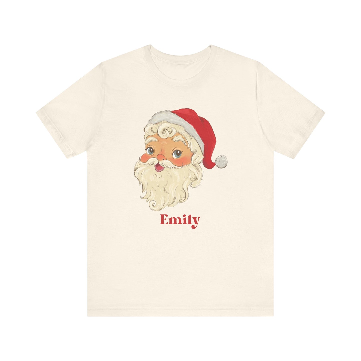 Santa Retro Personalized Tee, Christmas Shirt, Holiday T-Shirt, Custom Name Top, Vintage Santa Apparel