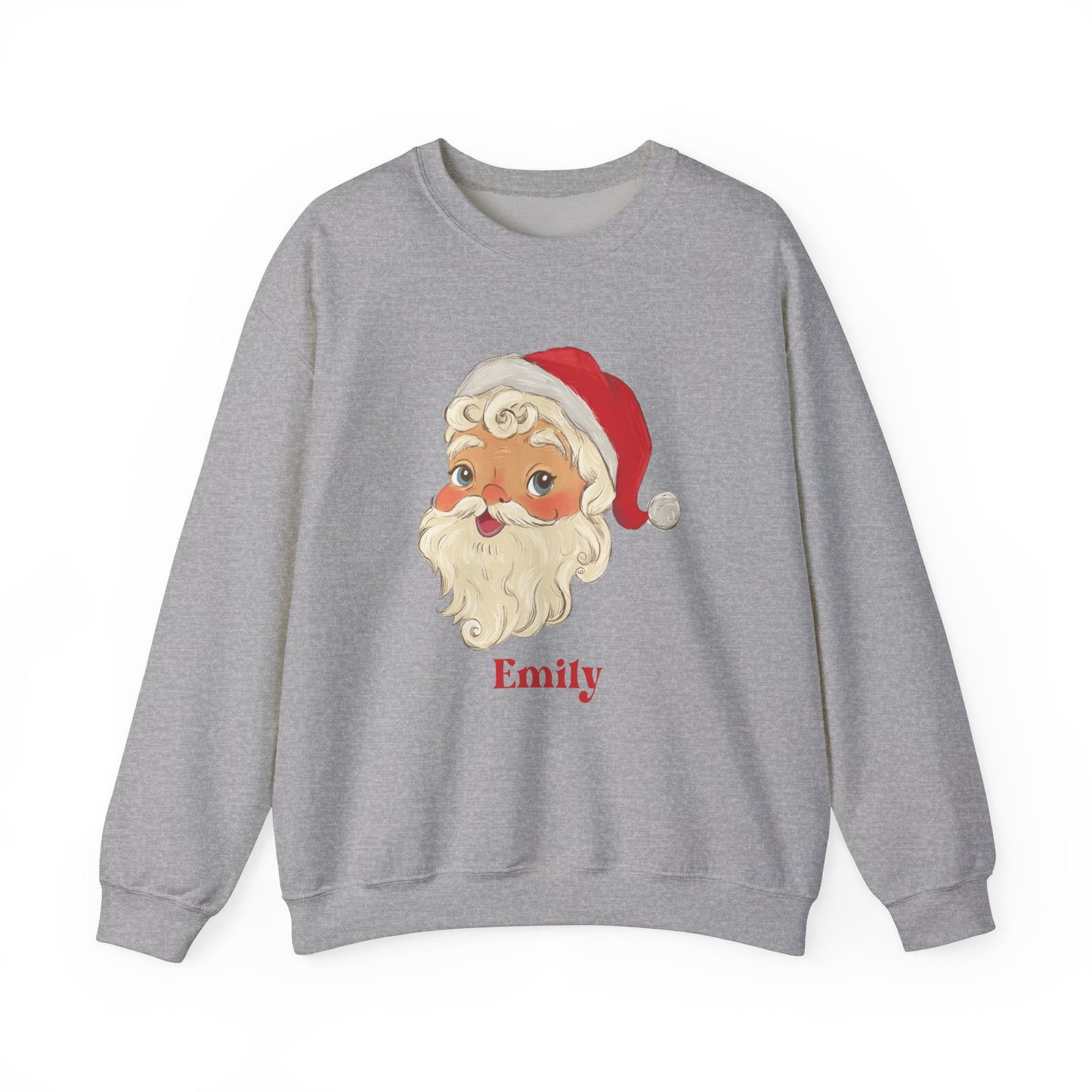 Retro Santa Personalized Sweatshirt, Christmas Winter Pullover, Custom Name