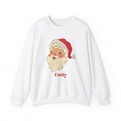 Retro Santa Personalized Sweatshirt, Christmas Winter Pullover, Custom Name