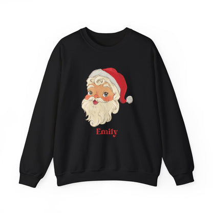 Retro Santa Personalized Sweatshirt, Christmas Winter Pullover, Custom Name