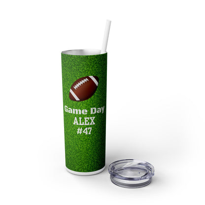 Game Day Personalized Name Football Tumbler & Straw Customized Drinkware Gift Custom Tumbler