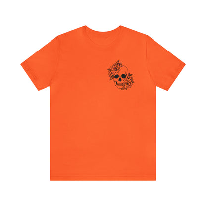 Floral Skeleton Shirt, Flower Skull pocket TShirt, Gobblincore, Boho Graphic Tee, Fall Halloween Shirt, Witchy Halloween Shirt