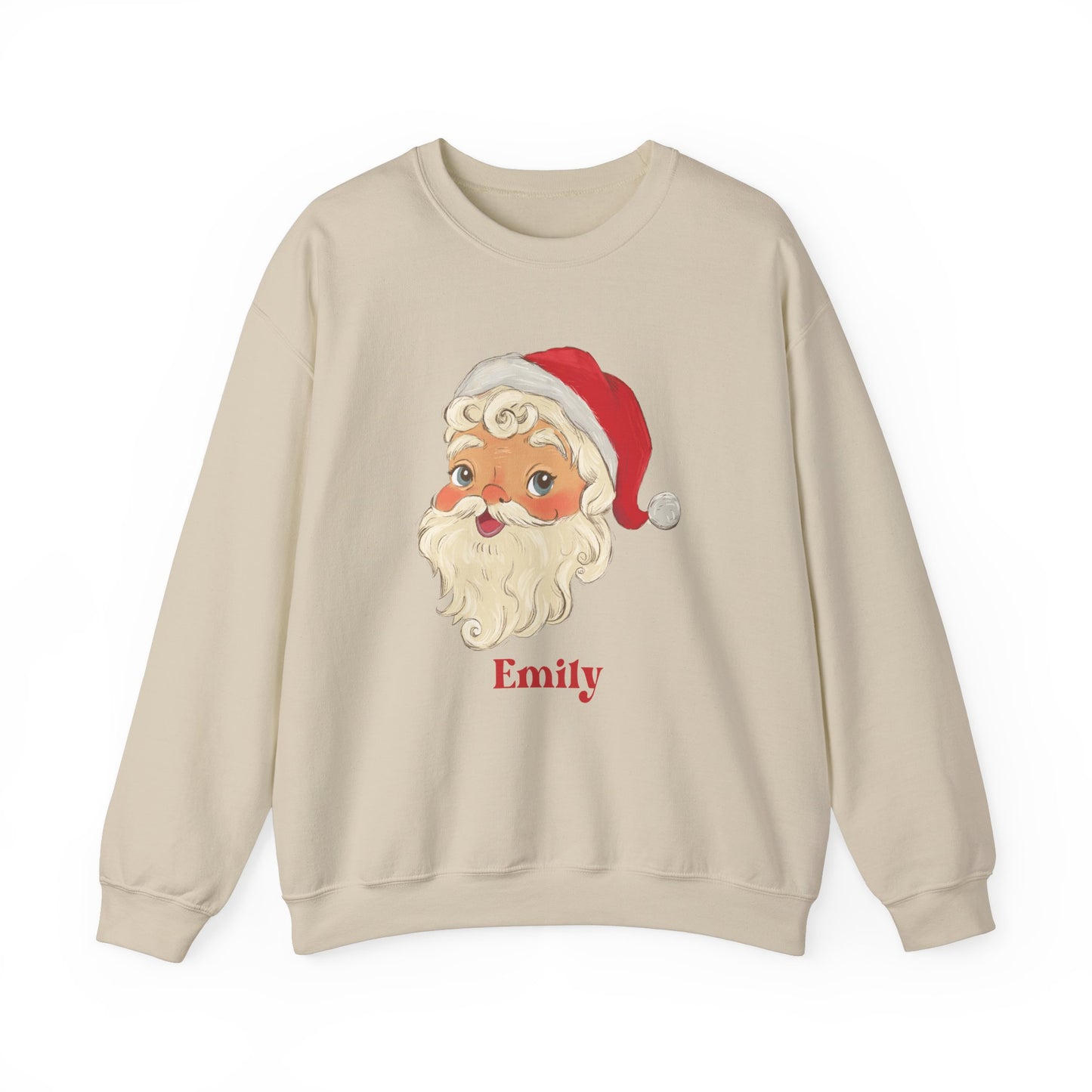 Retro Santa Personalized Sweatshirt, Christmas Winter Pullover, Custom Name