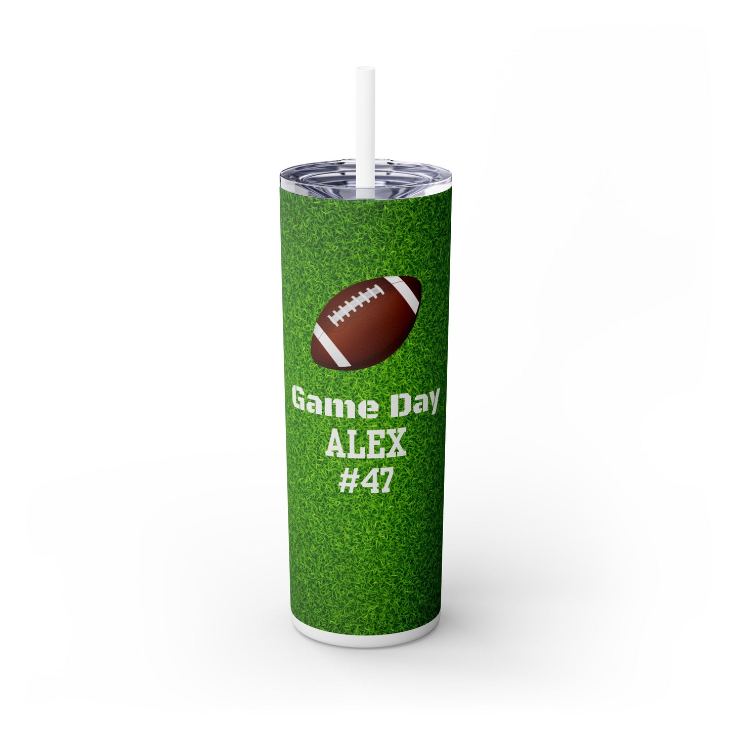 Game Day Personalized Name Football Tumbler & Straw Customized Drinkware Gift Custom Tumbler