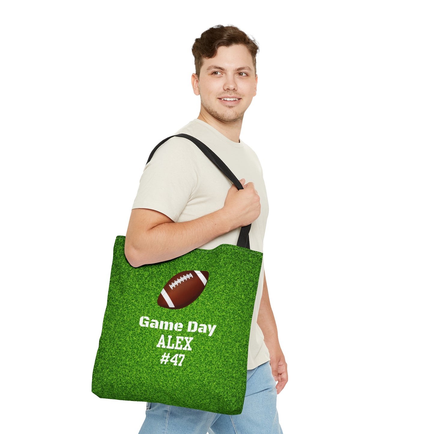 Game Day Personalize Name Football Tote Bag Customize name and number tote Gift bag Custom Football Game Day Tote Bag