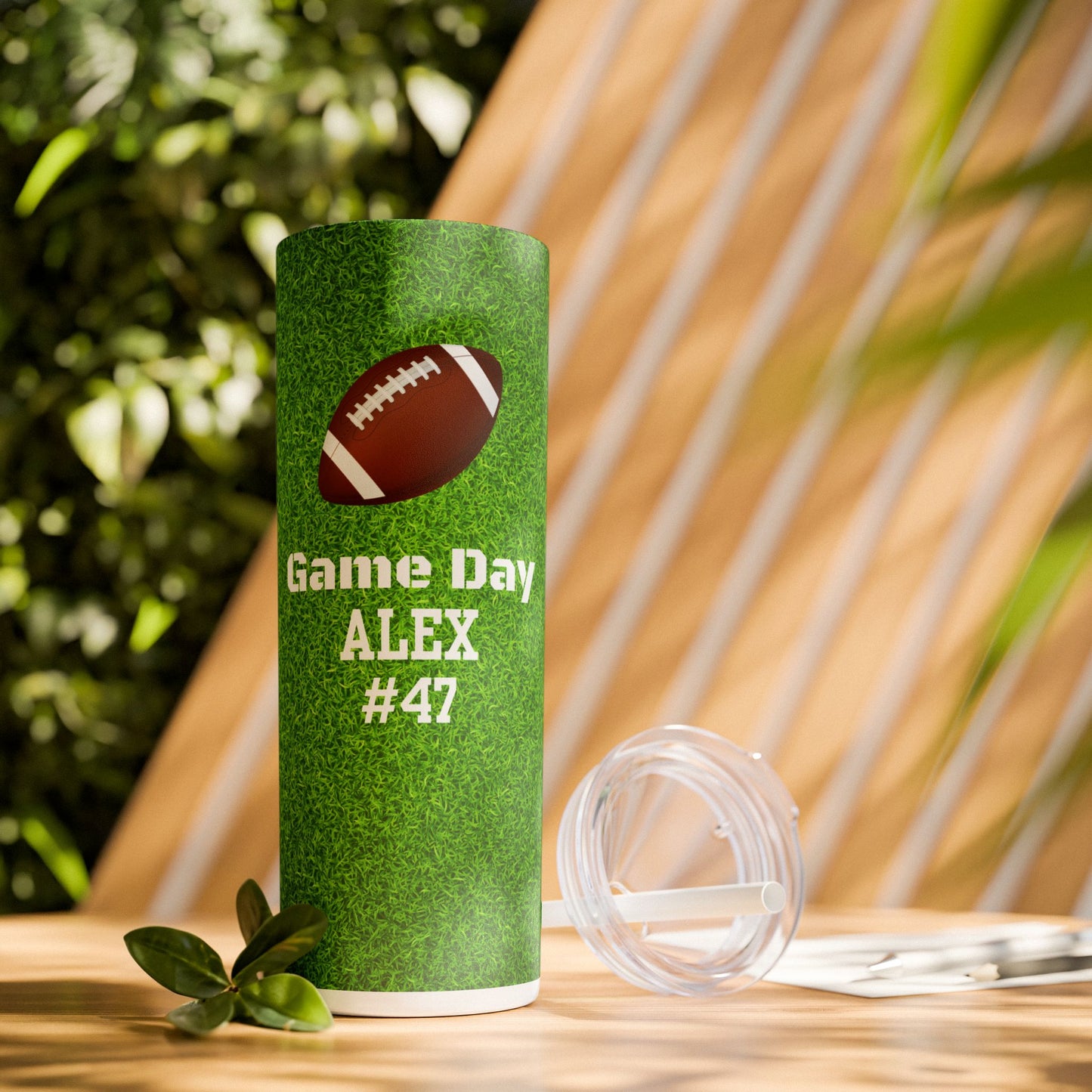 Game Day Personalized Name Football Tumbler & Straw Customized Drinkware Gift Custom Tumbler