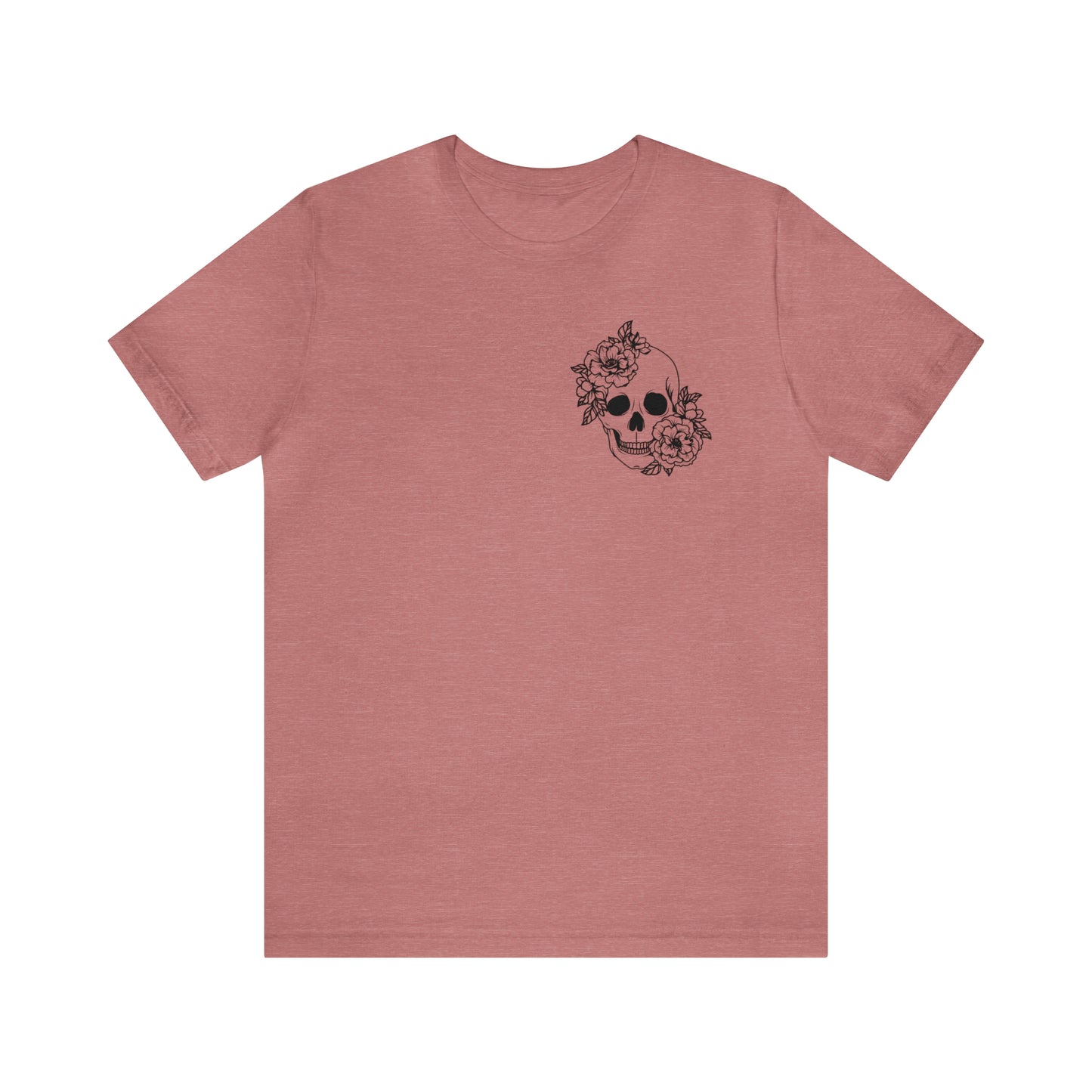 Floral Skeleton Shirt, Flower Skull pocket TShirt, Gobblincore, Boho Graphic Tee, Fall Halloween Shirt, Witchy Halloween Shirt