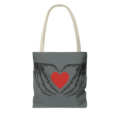 Black Skeleton Hands and Heart Valentine Tote Bag