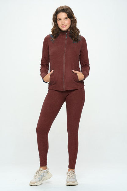 Leggings and Matching Zipper Jacket with pockets - Basic Fall Casual set