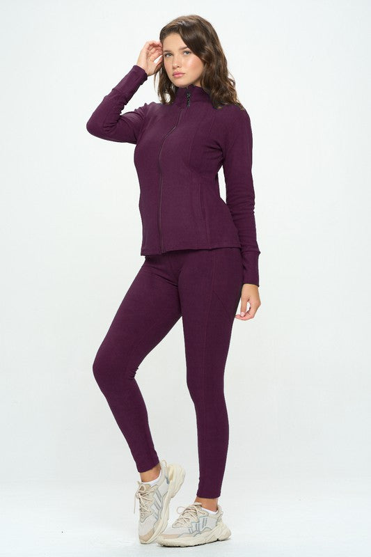 Leggings and Matching Zipper Jacket with pockets - Basic Fall Casual set