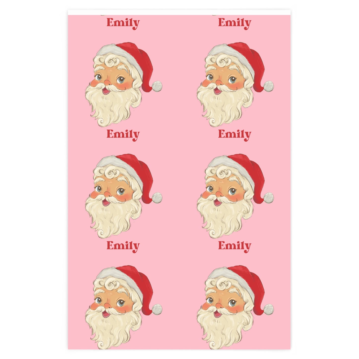 Santa Personalized Christmas Pink Wrapping Paper Retro Personalized Gifts