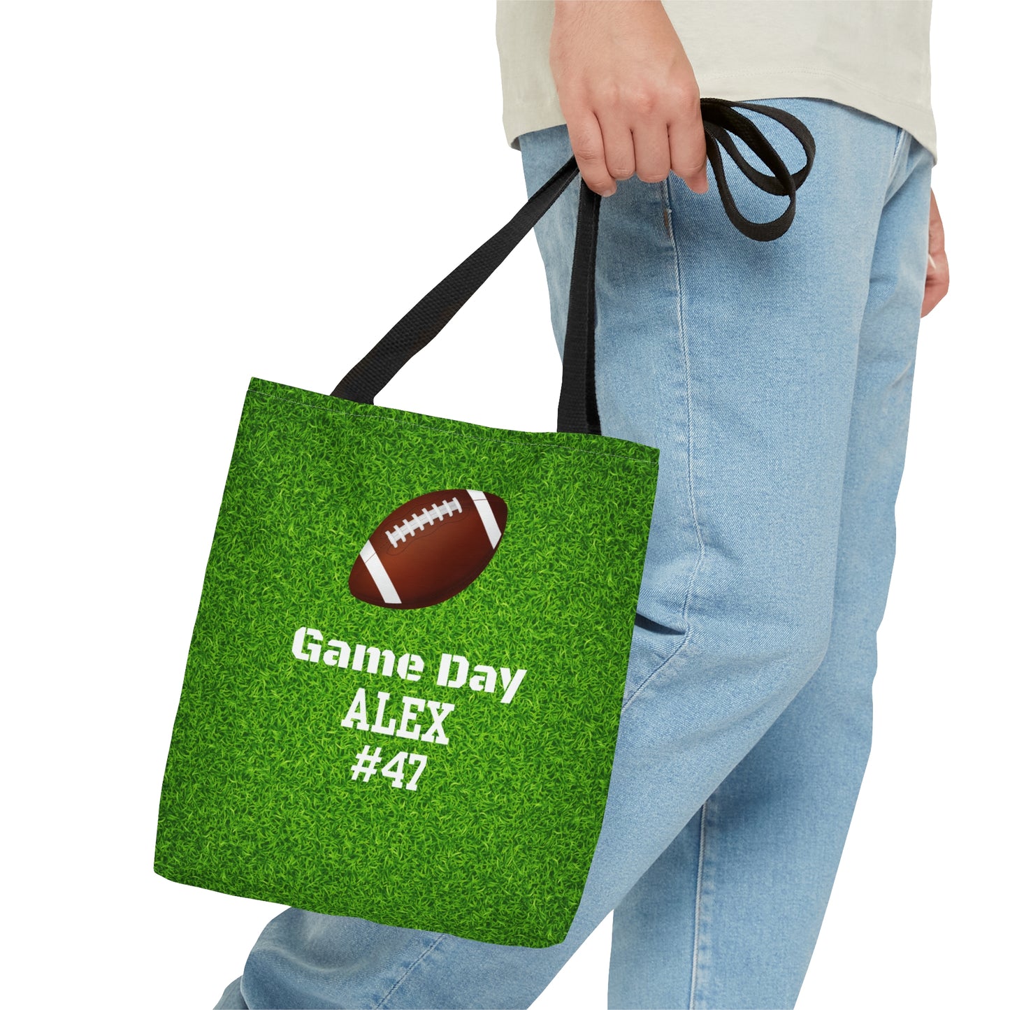 Game Day Personalize Name Football Tote Bag Customize name and number tote Gift bag Custom Football Game Day Tote Bag