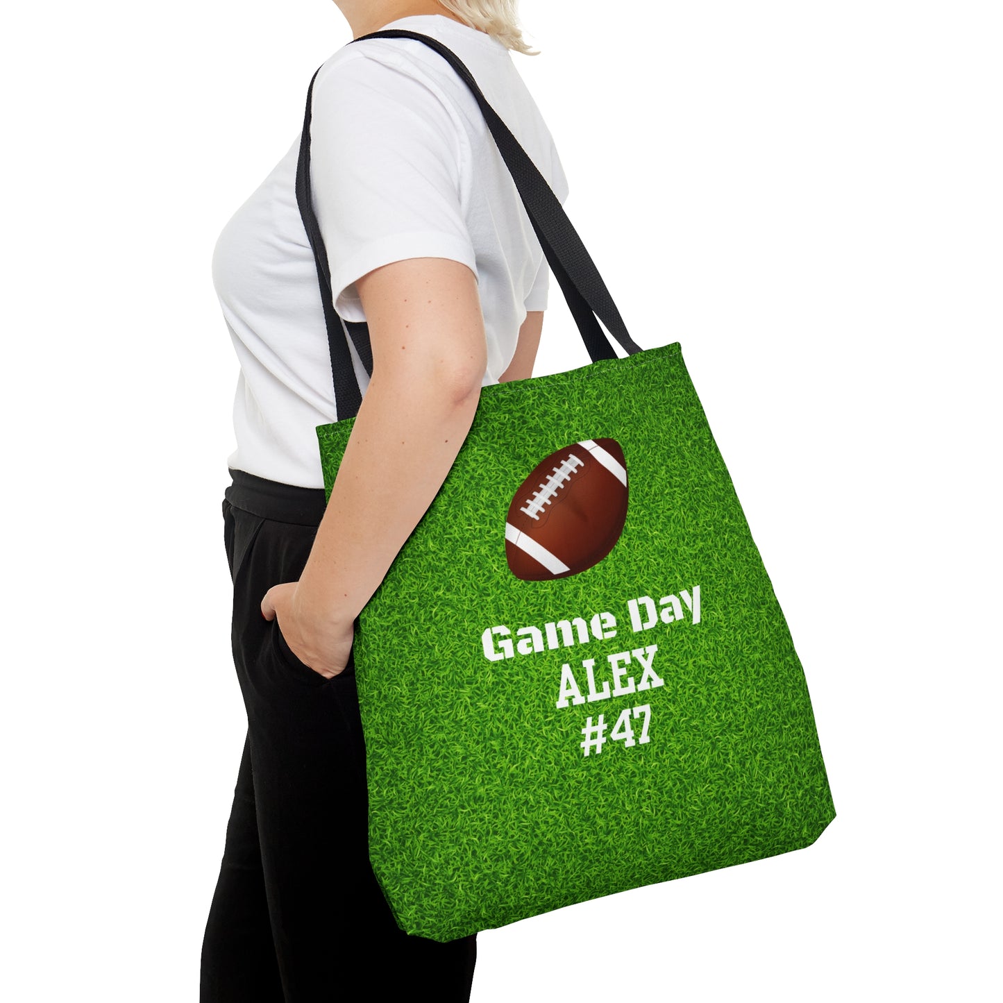 Game Day Personalize Name Football Tote Bag Customize name and number tote Gift bag Custom Football Game Day Tote Bag