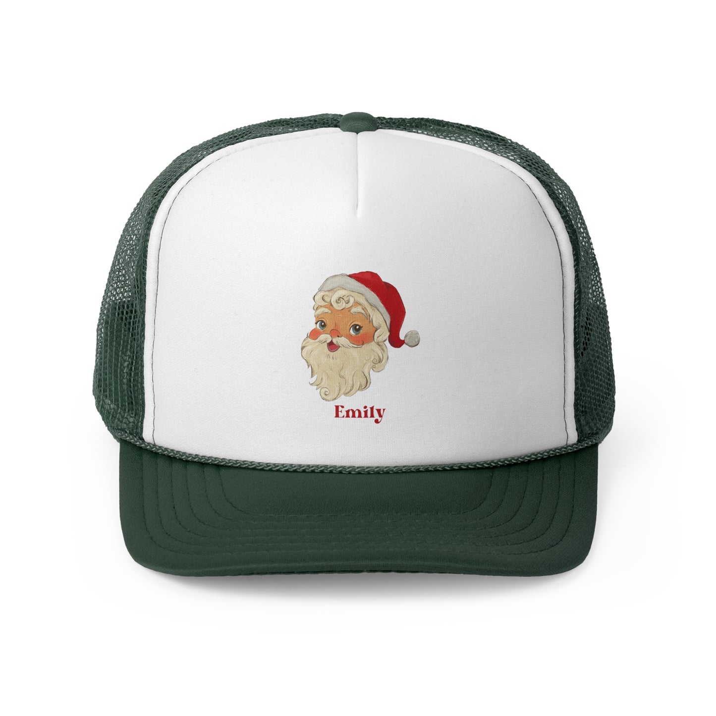 Retro Santa Trucker Cap for Christmas, Custom Name Holiday Hat