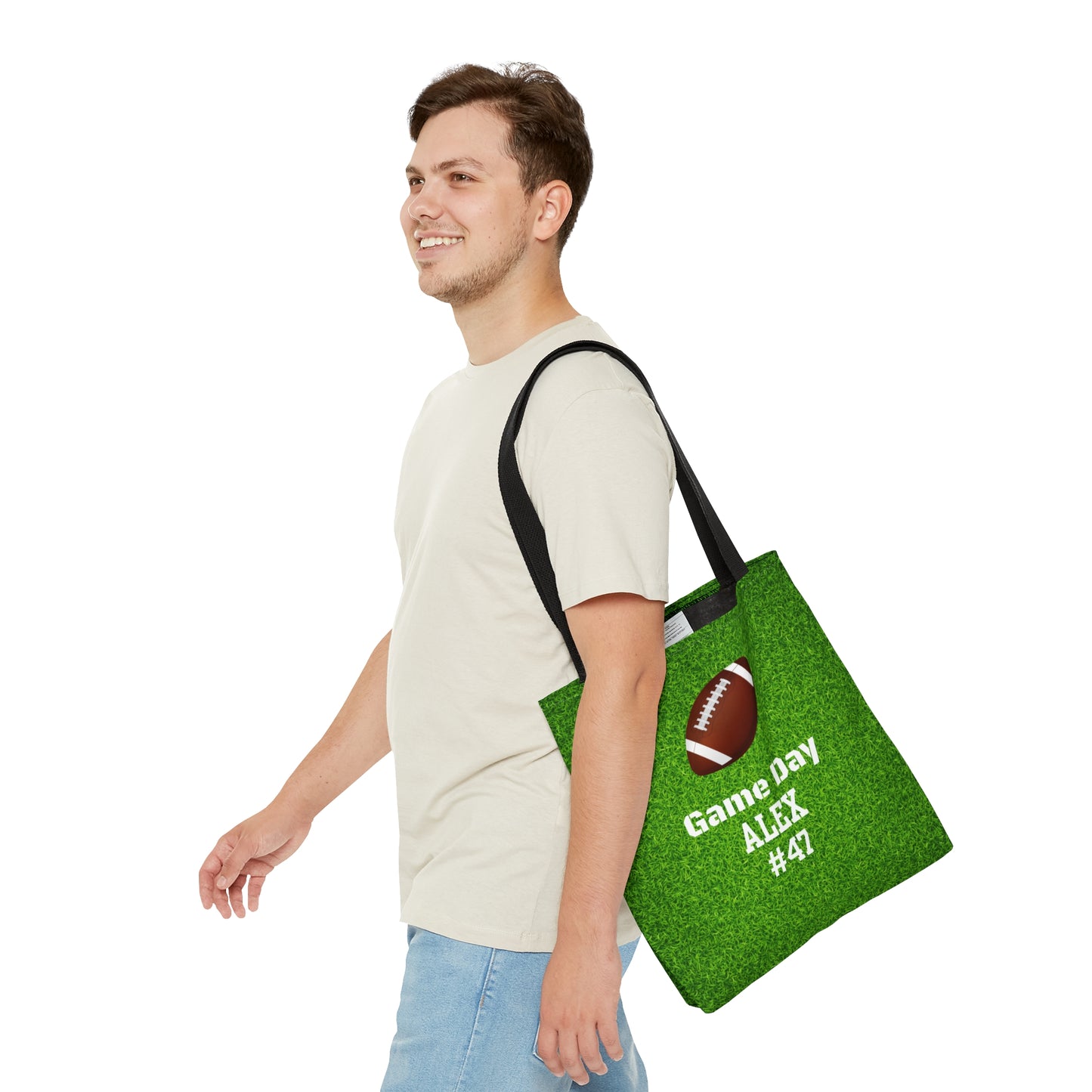 Game Day Personalize Name Football Tote Bag Customize name and number tote Gift bag Custom Football Game Day Tote Bag