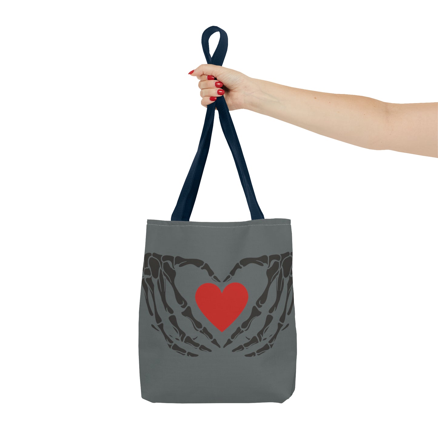 Black Skeleton Hands and Heart Valentine Tote Bag