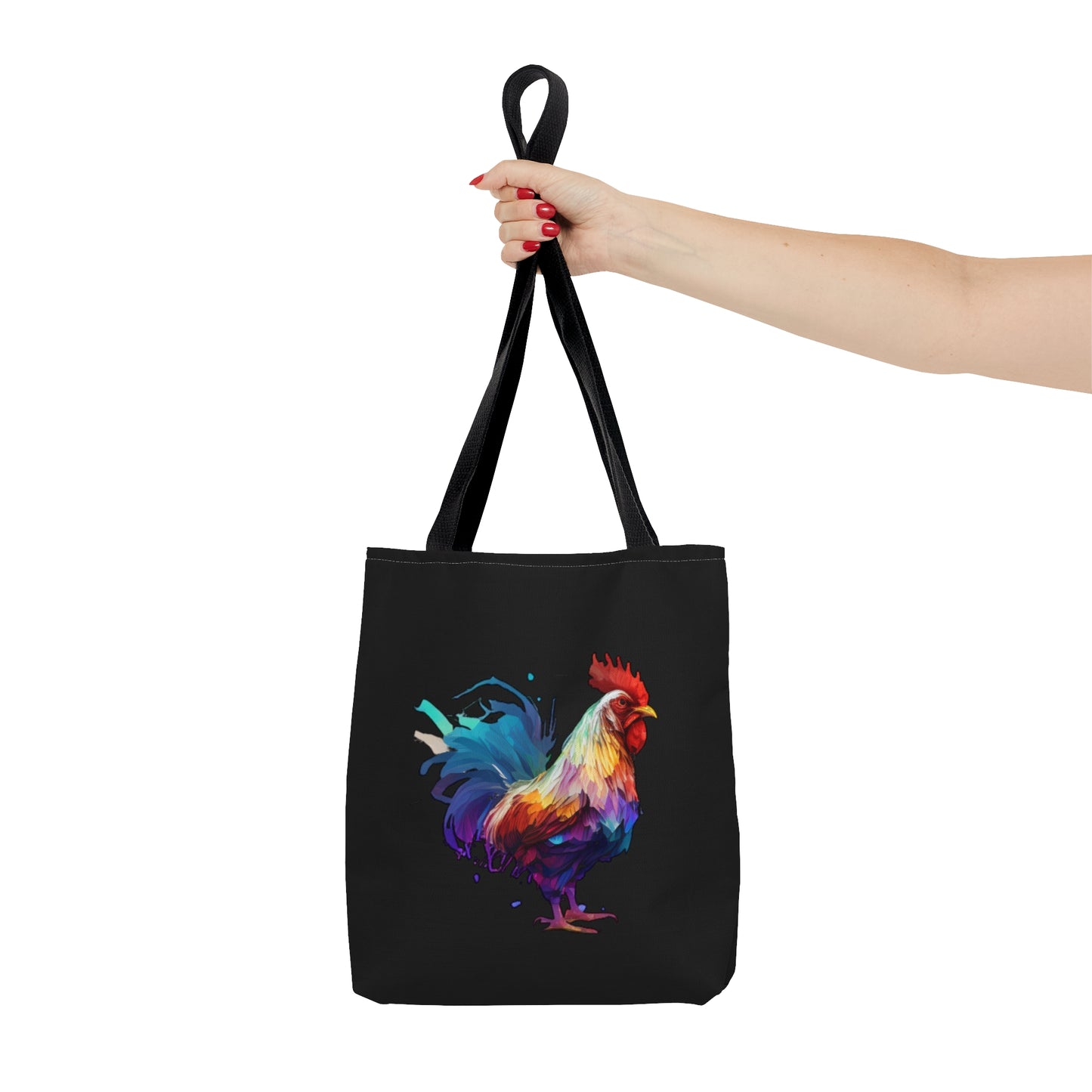 Black Multicolored Chicken Tote Bag