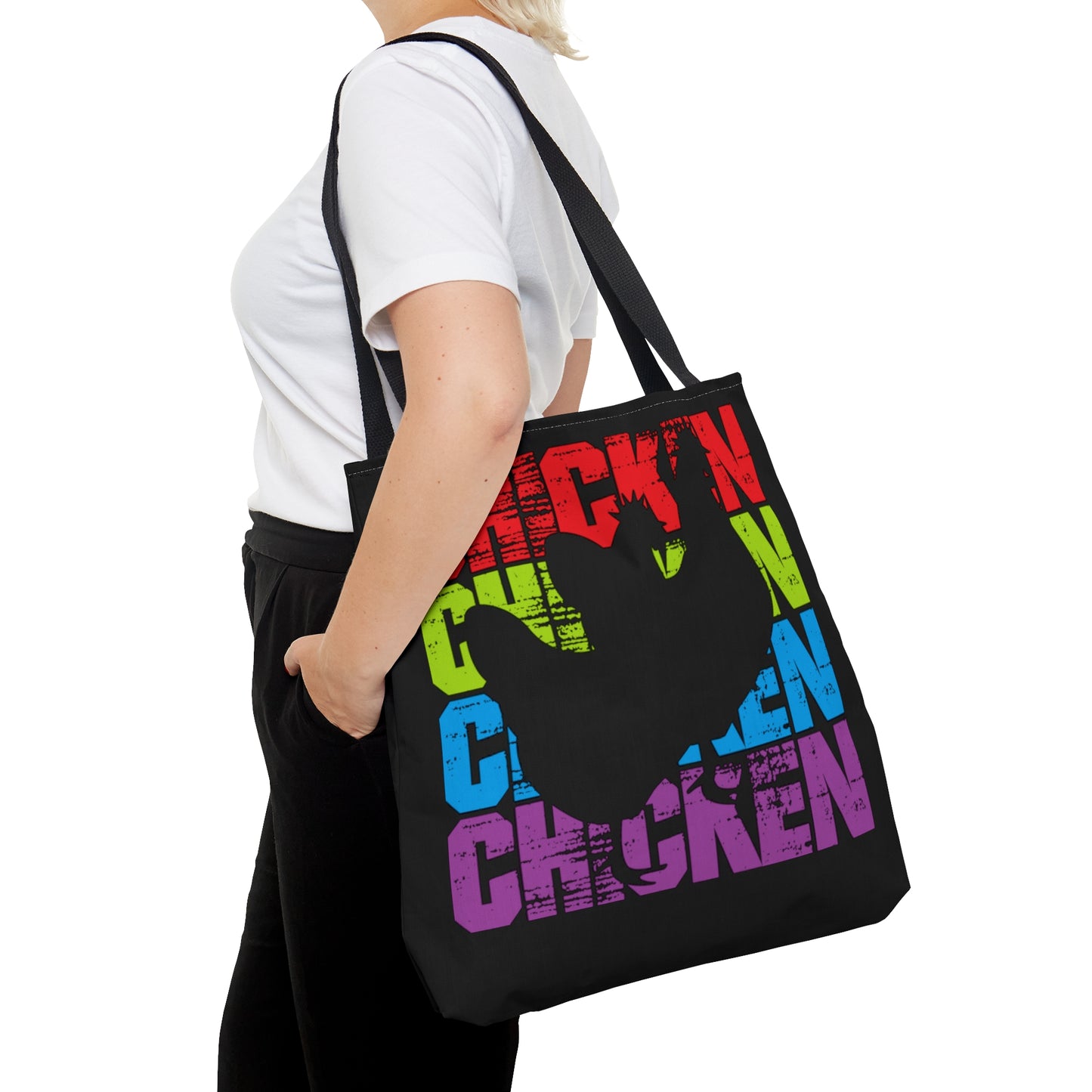 Multicolored Chicken Tote Bag,  Chicken Theme Gifts, Chicken Accessories, Chicken Lover