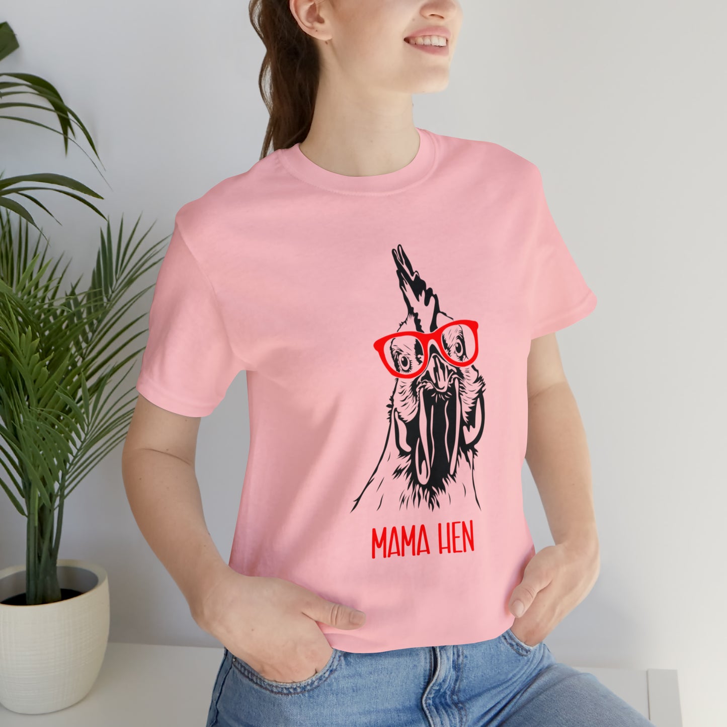 Chicken Mama: Quirky Chick with Red Glasses T-Shirt, Cute Chicken shirt, Pink Chicken with Glasses Shirt, Farm Life Shirt