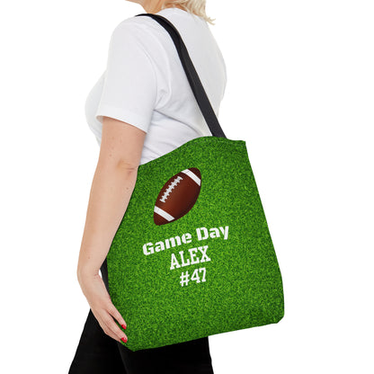 Game Day Personalize Name Football Tote Bag Customize name and number tote Gift bag Custom Football Game Day Tote Bag