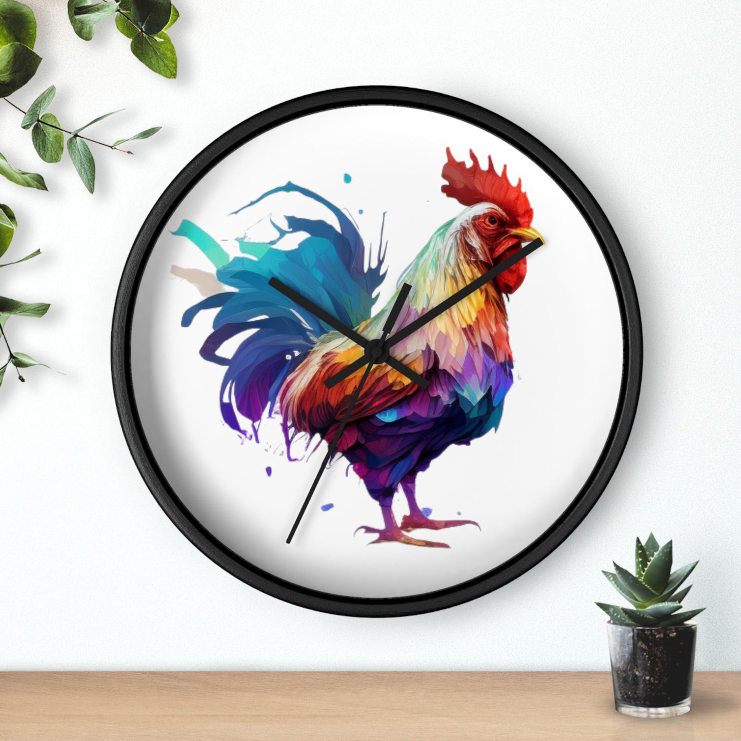 Vibrant Watercolor Chicken Wall Clock, Farmhouse  Kitchen Clock, Funny Chicken Gift, Chicken Decor