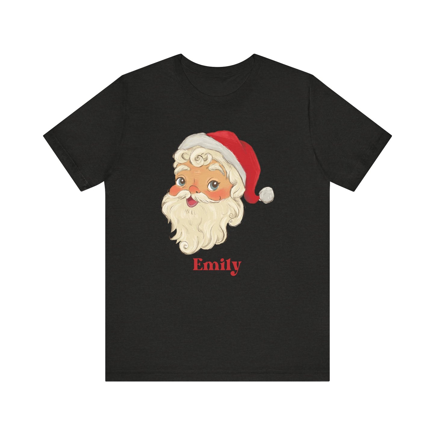 Santa Retro Personalized Tee, Christmas Shirt, Holiday T-Shirt, Custom Name Top, Vintage Santa Apparel