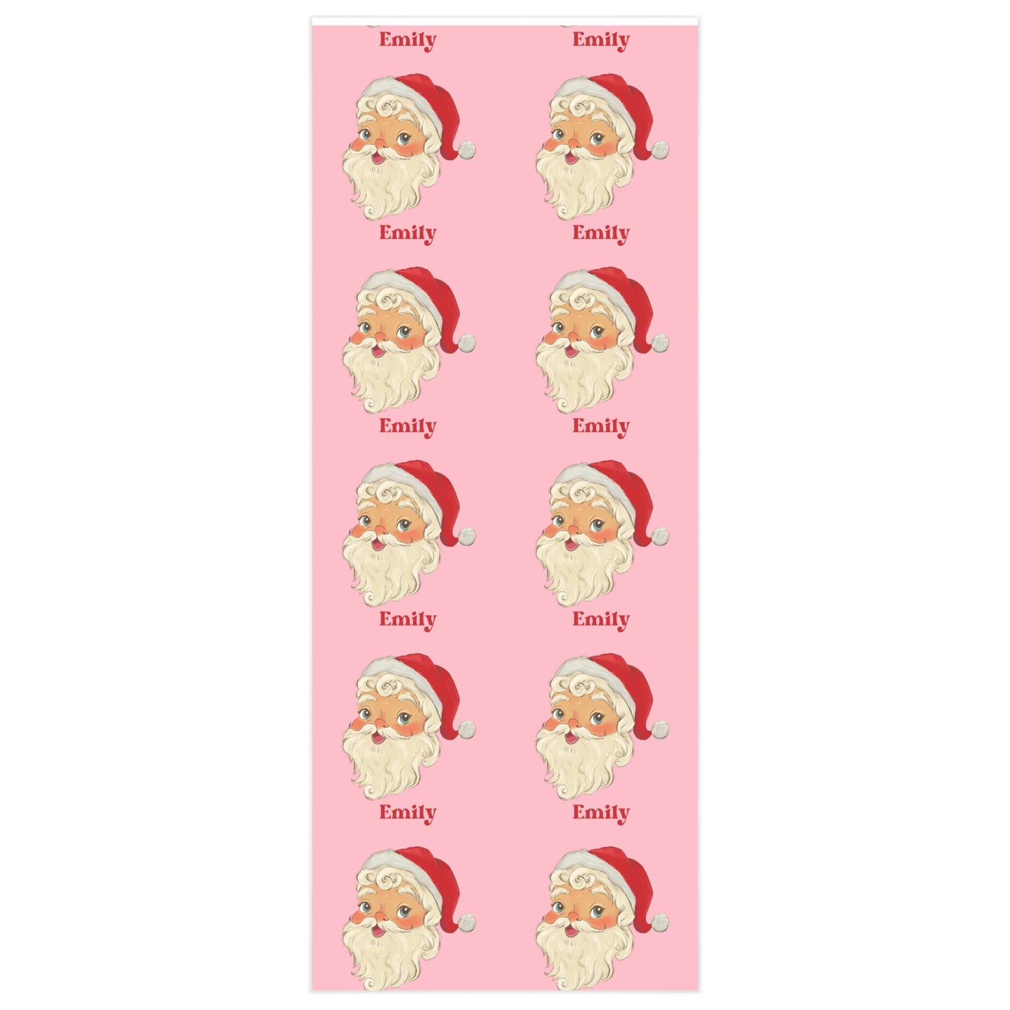 Santa Personalized Christmas Pink Wrapping Paper Retro Personalized Gifts