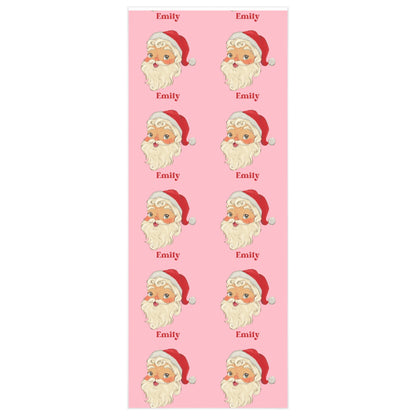 Santa Personalized Christmas Pink Wrapping Paper Retro Personalized Gifts