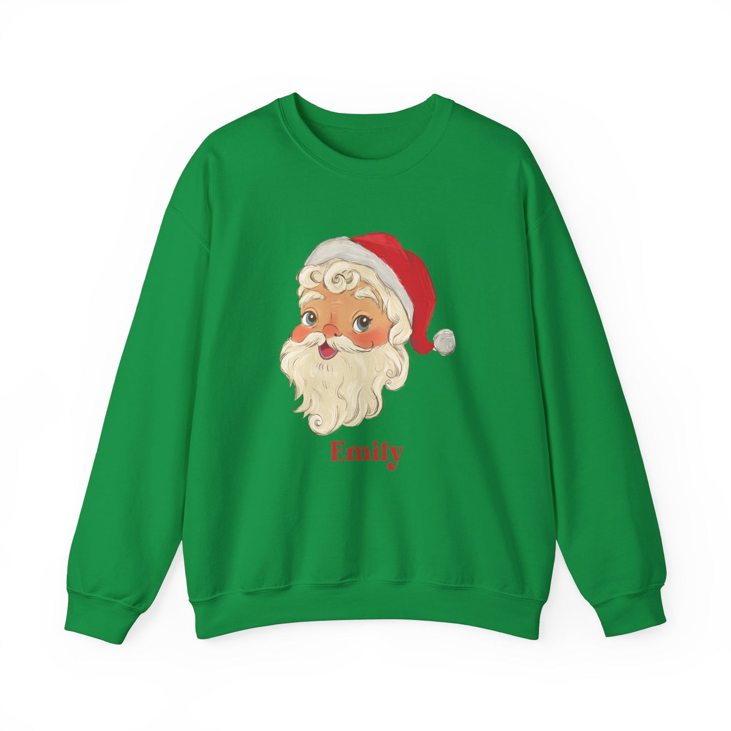 Retro Santa Personalized Sweatshirt, Christmas Winter Pullover, Custom Name