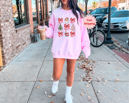 Cute Bow Croquette Christmas Sweatshirt