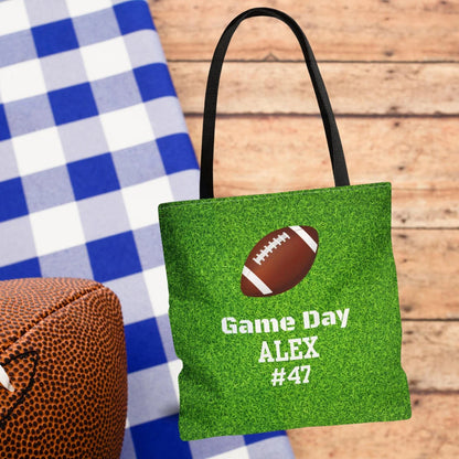 Game Day Personalize Name Football Tote Bag Customize name and number tote Gift bag Custom Football Game Day Tote Bag