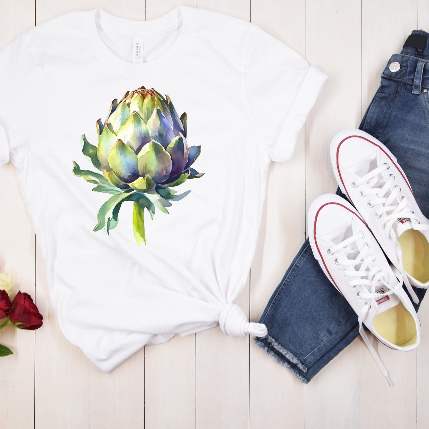 Artichoke Watercolor Vegetable T-Shirt Watercolor print shirt Vegetable tee Artichoke Cottagecore Farmers Market vegetable Artichoke