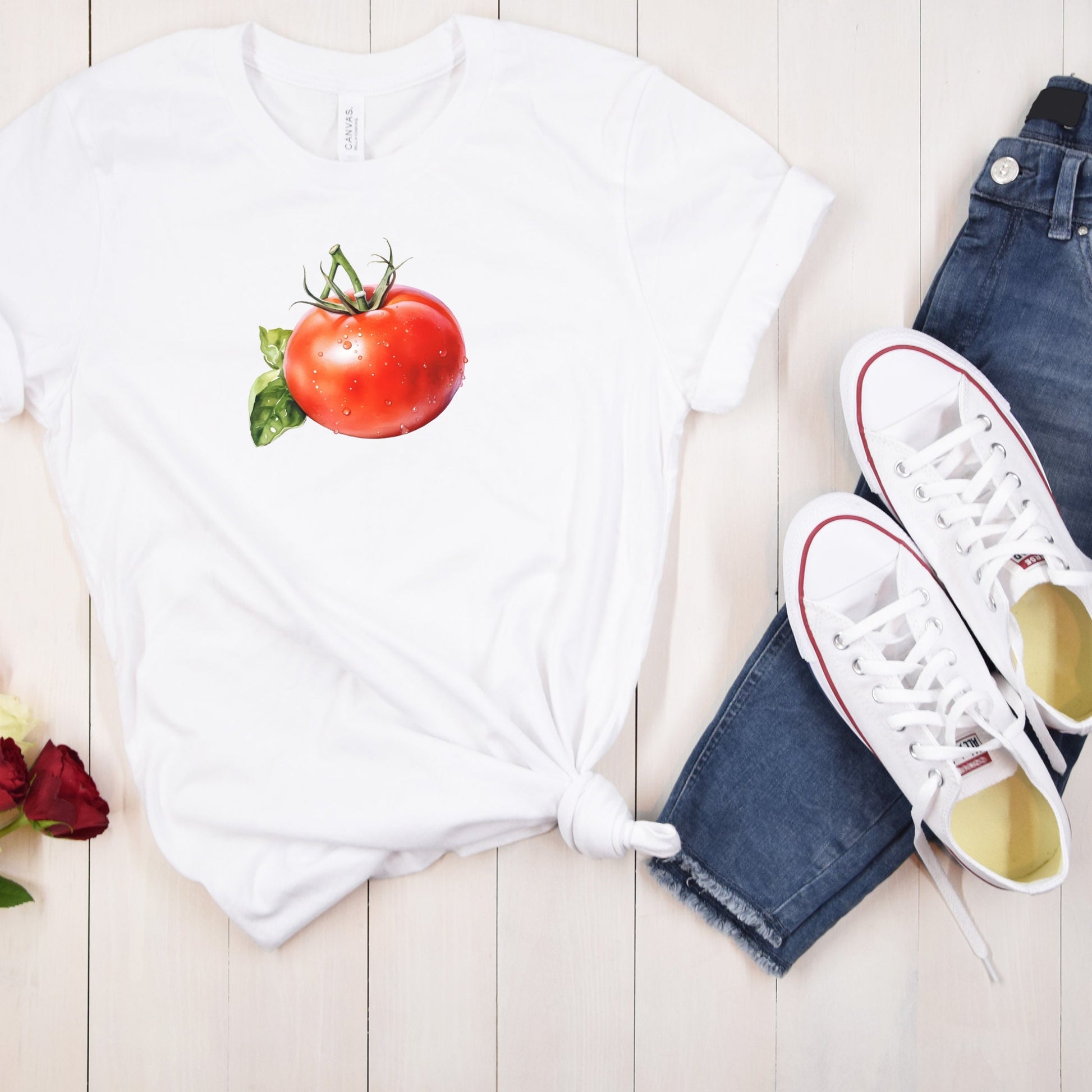 Garden Fresh: Tomato Watercolor Vegetable T-Shirt, Watercolor print, Vegetable t-shirt, Foodie Shirt