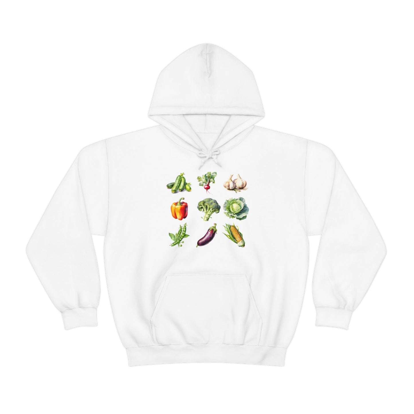 Vegetable Hoodie Sweatshirt, Vegan Shirt, Veggie Lover, Vegetable Shirt, zucchini radish garlic pepper broccoli cabbage corn eggplant peas