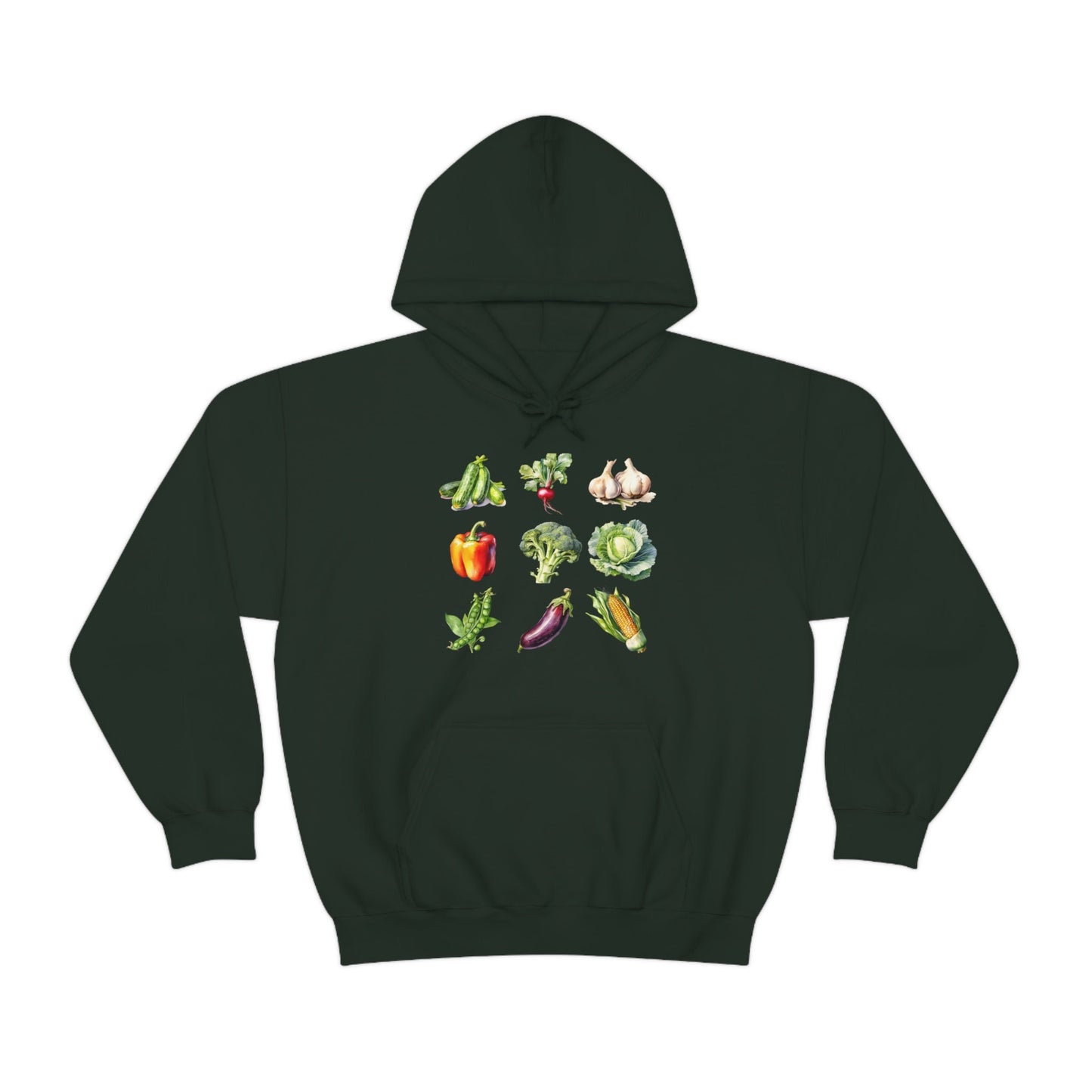 Vegetable Hoodie Sweatshirt, Vegan Shirt, Veggie Lover, Vegetable Shirt, zucchini radish garlic pepper broccoli cabbage corn eggplant peas