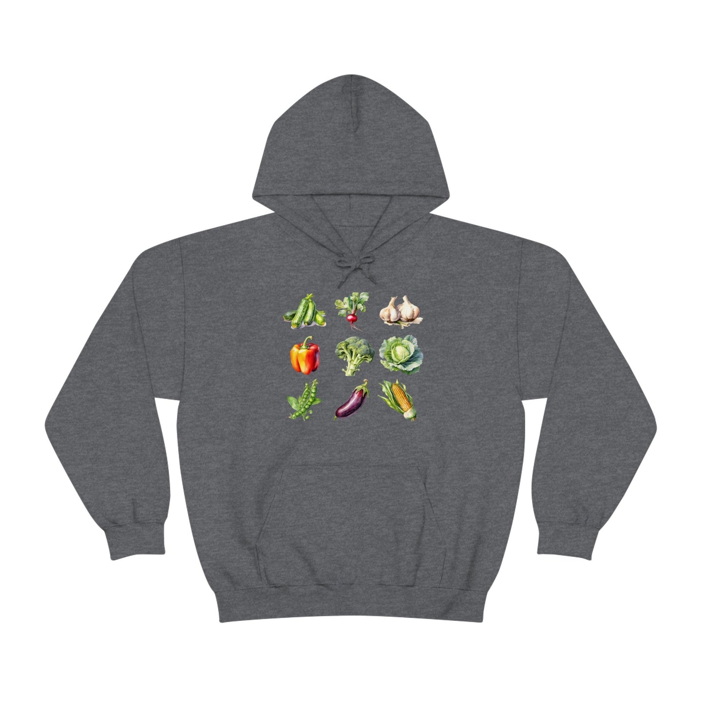 Vegetable Hoodie Sweatshirt, Vegan Shirt, Veggie Lover, Vegetable Shirt, zucchini radish garlic pepper broccoli cabbage corn eggplant peas