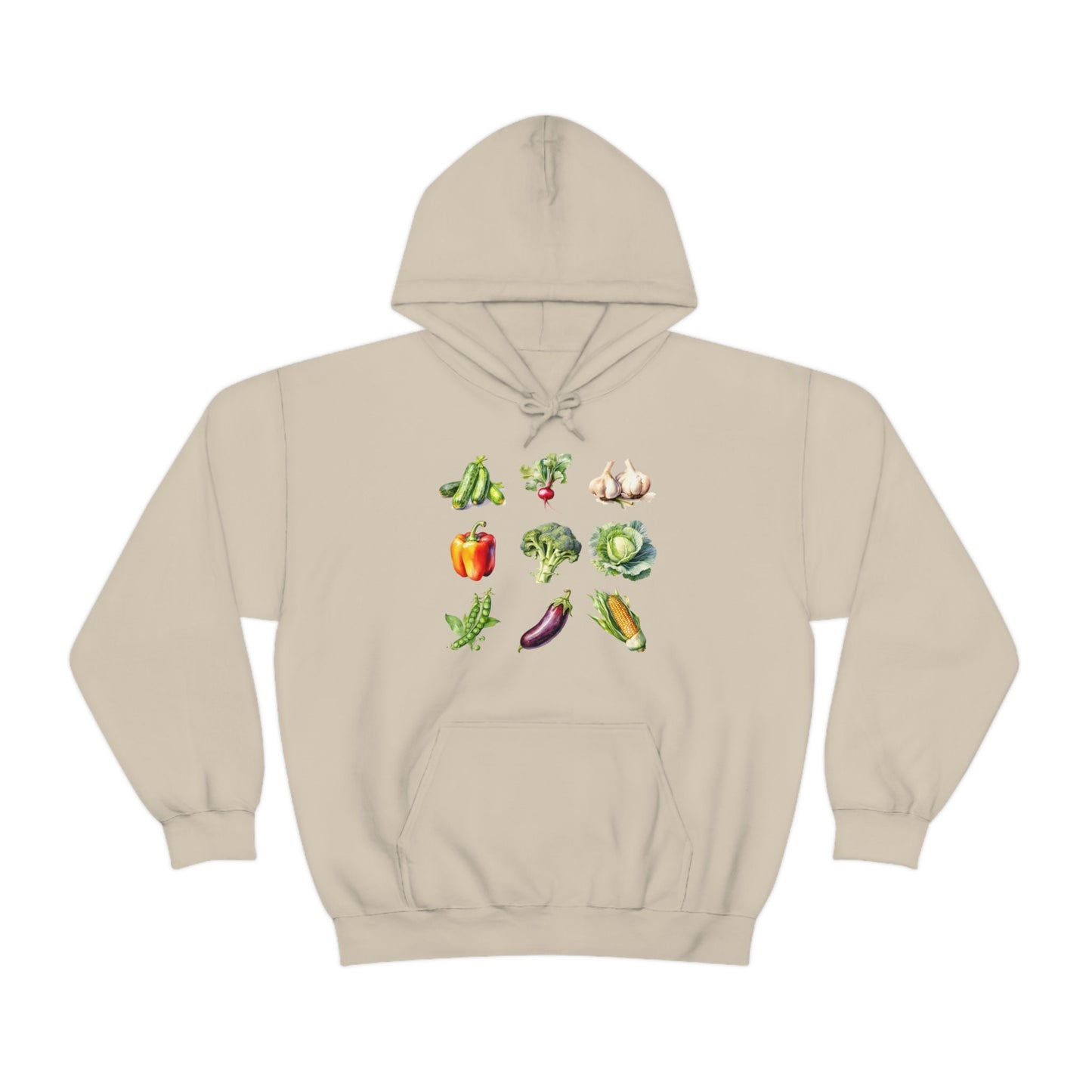 Vegetable Hoodie Sweatshirt, Vegan Shirt, Veggie Lover, Vegetable Shirt, zucchini radish garlic pepper broccoli cabbage corn eggplant peas