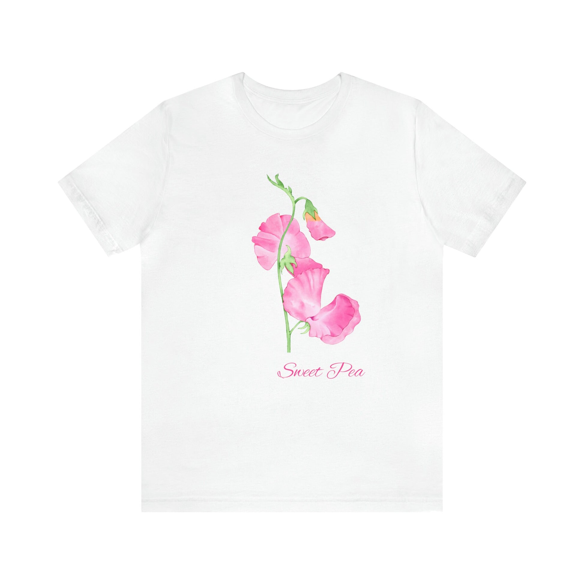 Sweet Pea Flowers Watercolor Print T-Shirt Baby Sweet Pea Plant lover Gift Plant Lady Shirt Garden Mom Shirt Sweet Pea Flower