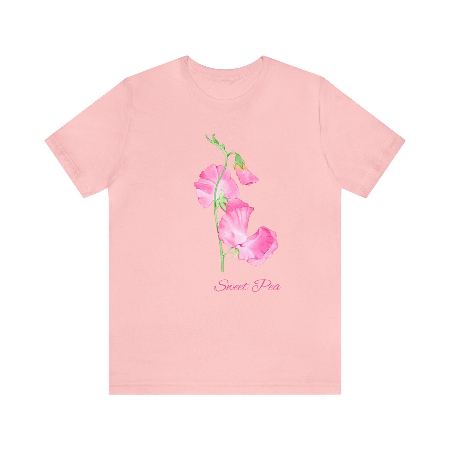 Sweet Pea Flowers Watercolor Print T-Shirt, Plant lover Gift, Plant Lady Shirt, Garden Mom Shirt