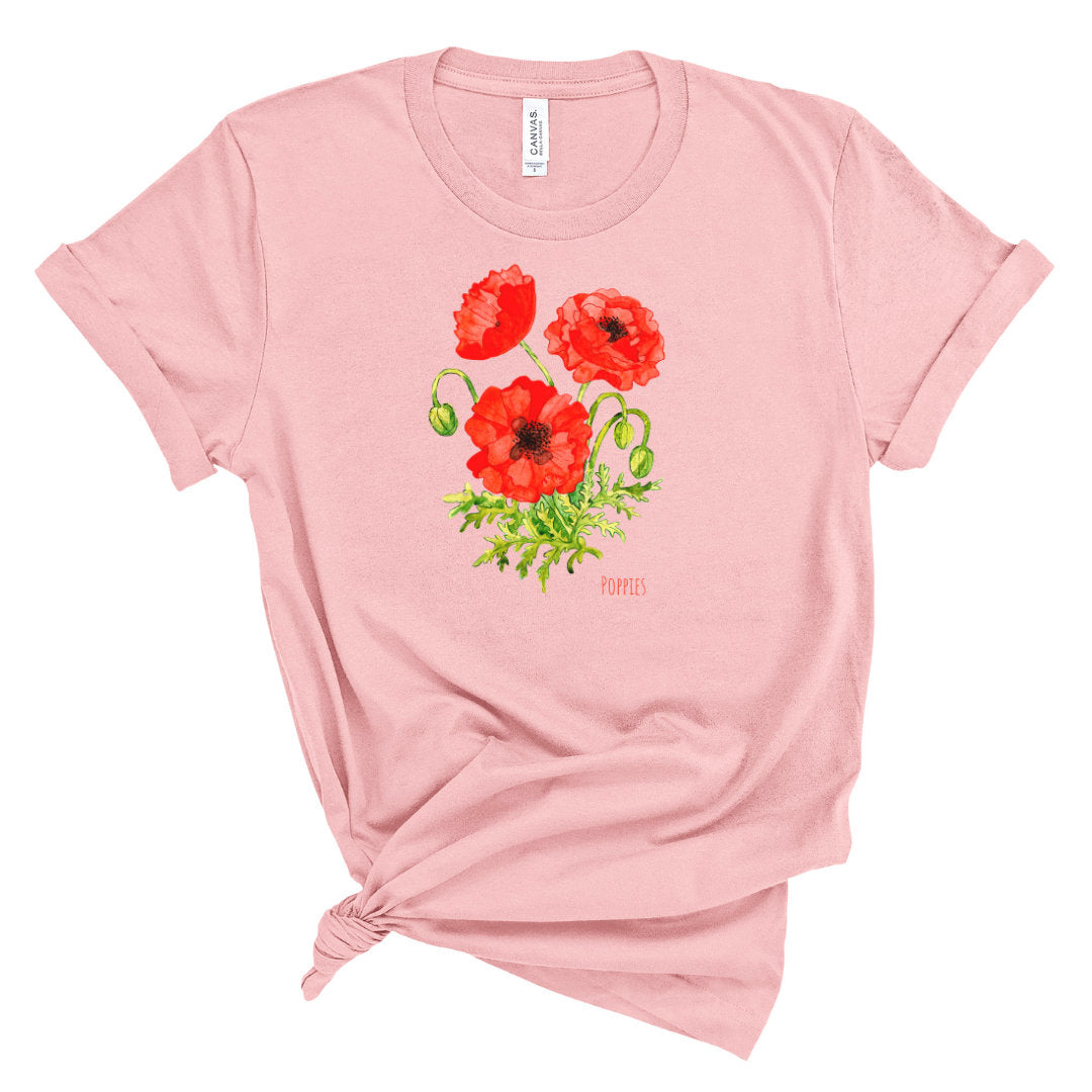 Red Poppy Flower Watercolor Print T-Shirt Plant Lover Gift Plant Lady Shirt Garden Mom Shirt Watercolor Poppy print