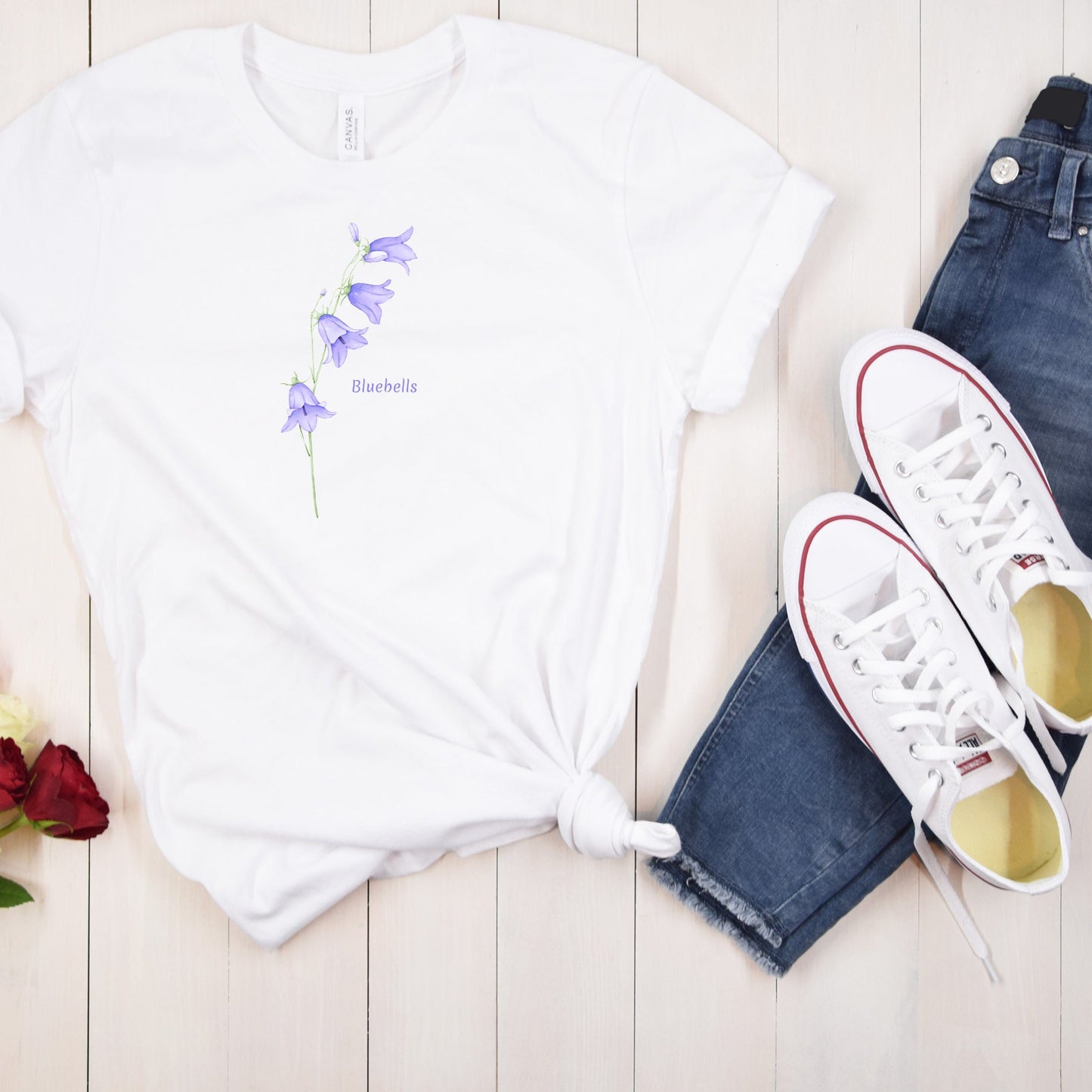 Coquette Bluebell Flowers Watercolor Print T-Shirt Plant lover Gift Plant Lady Shirt Garden Mom Shirt coquette shirt coquette clothing