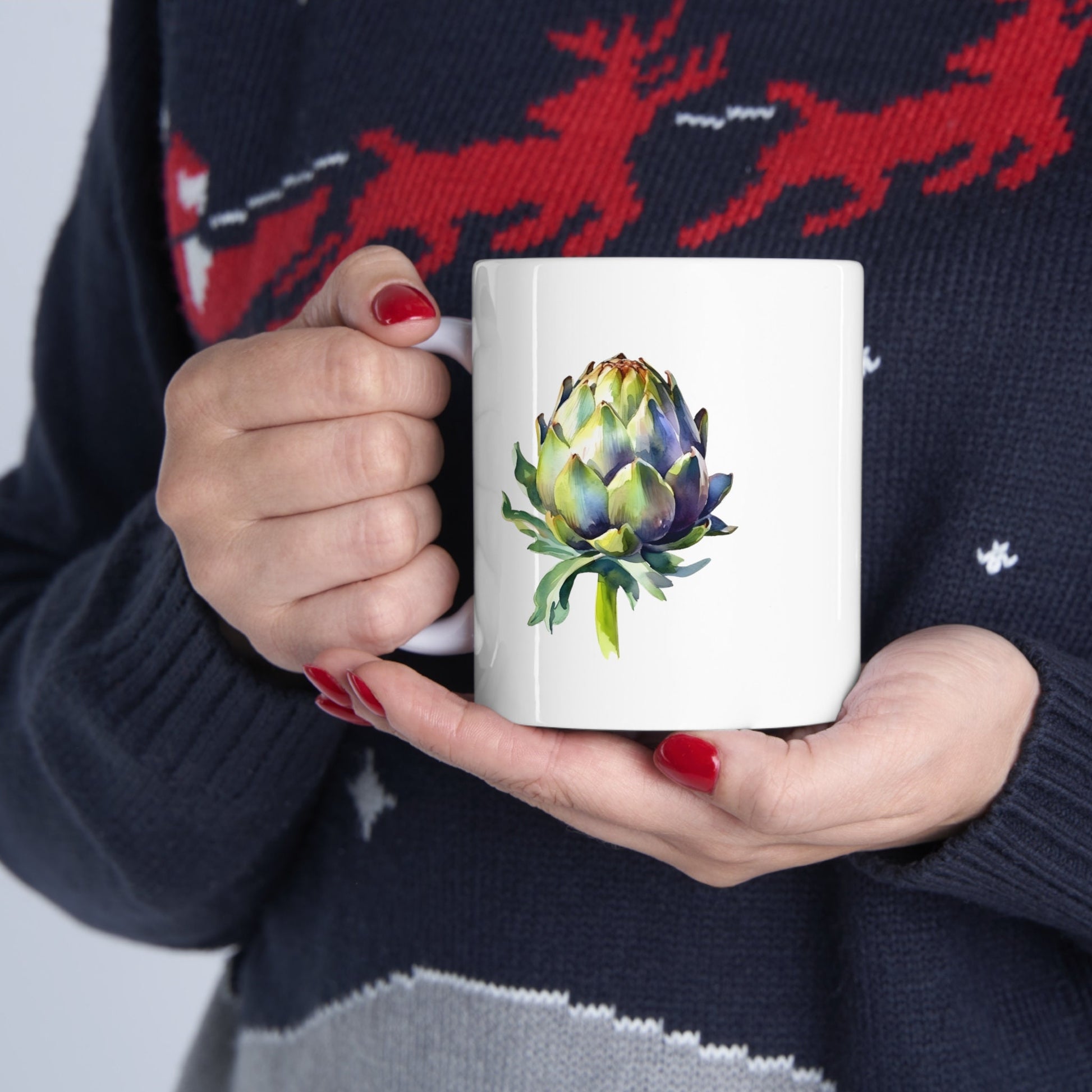 Watercolor Artichoke Mug, Artichoke Coffee Cup