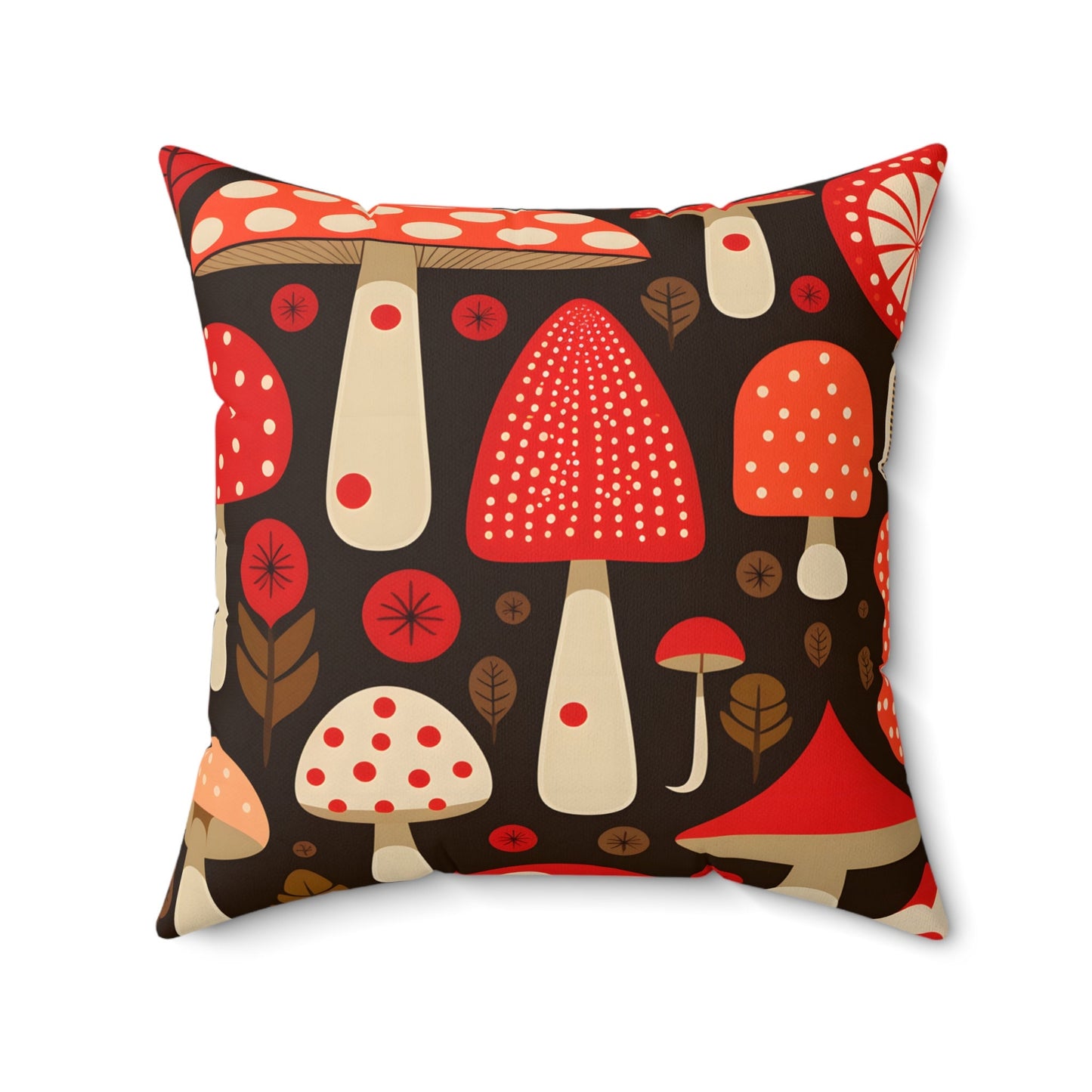 Red Mushroom Graphic Square Pillow, Enchanting Forest Dreams Throw Pillow, Mushroom Lover decor, mushroom gift, Cottagecore Square Pillow