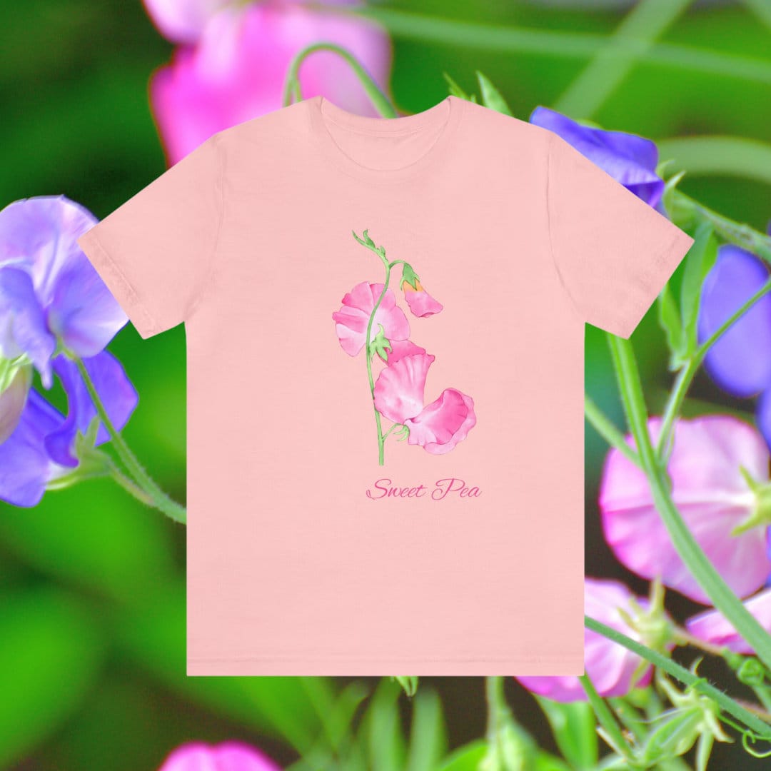 Sweet Pea Flowers Watercolor Print T-Shirt Baby Sweet Pea Plant lover Gift Plant Lady Shirt Garden Mom Shirt Sweet Pea Flower