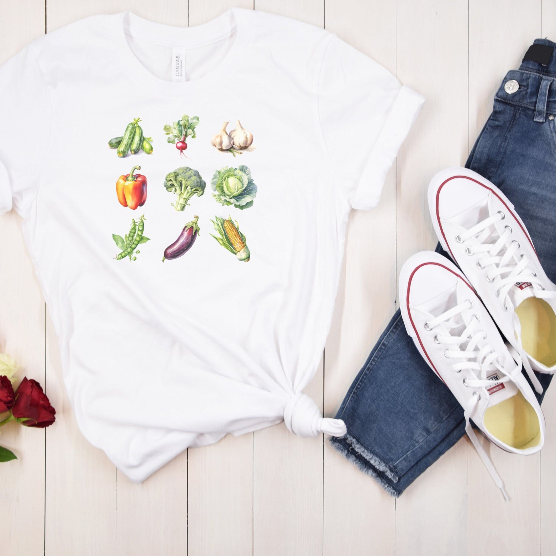 Farmers Market Vegetable T-Shirt, Vegan Shirt, Veggie Lover t-shirt, Farmers market tee, vegetable watercolor print