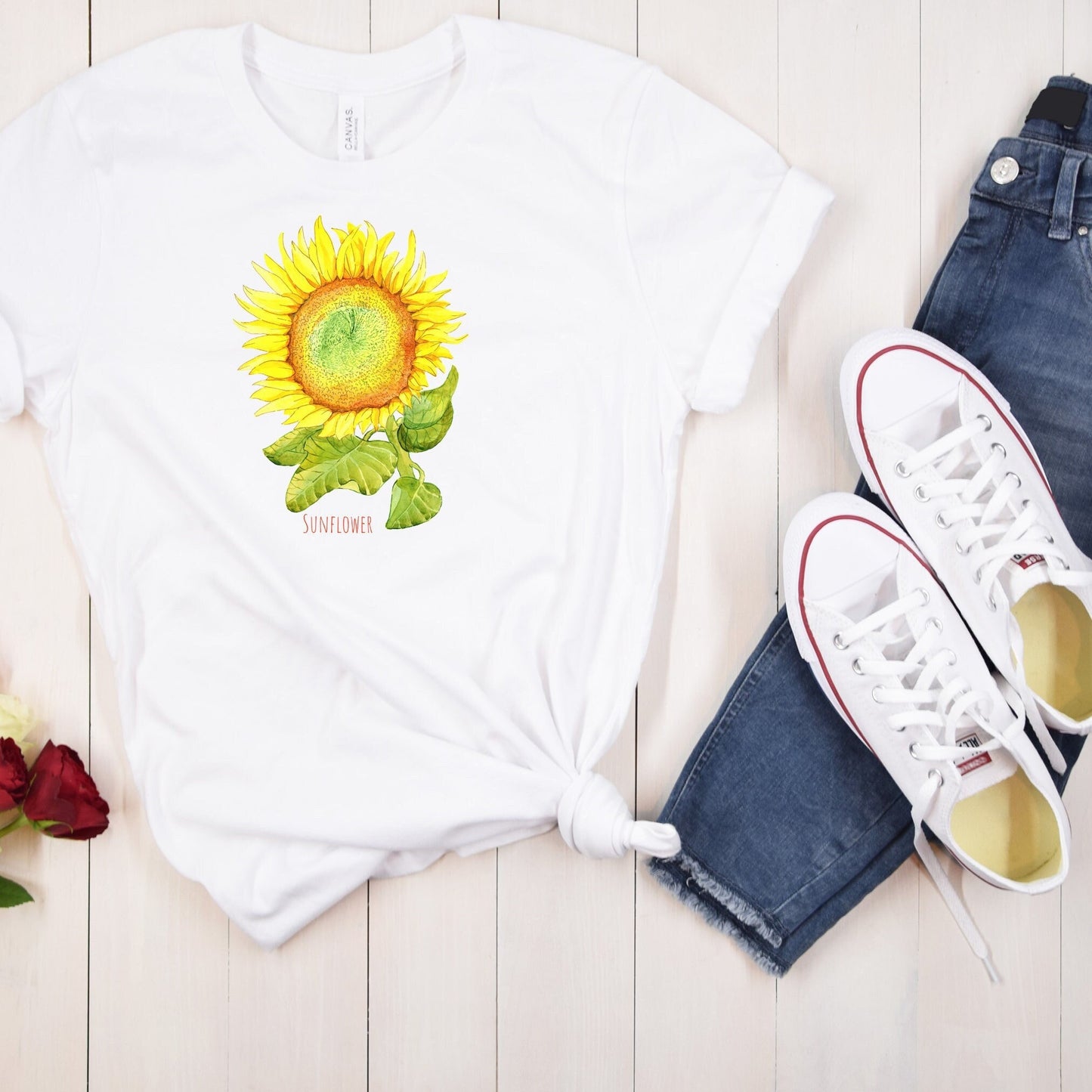 Sunflower watercolor print T-Shirt, Watercolor Sunflower Shirt Flower lover Gift Plant Lady Shirt