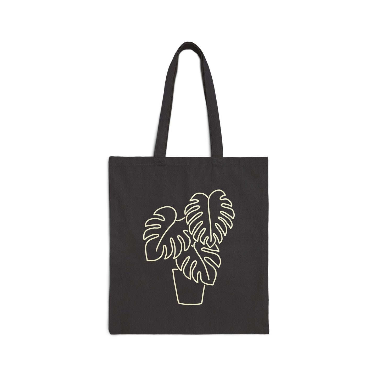 Monstera Plant Black Cotton Canvas Tote Bag plants garden house plant monstera grocery bag monstera plant mom plant lady