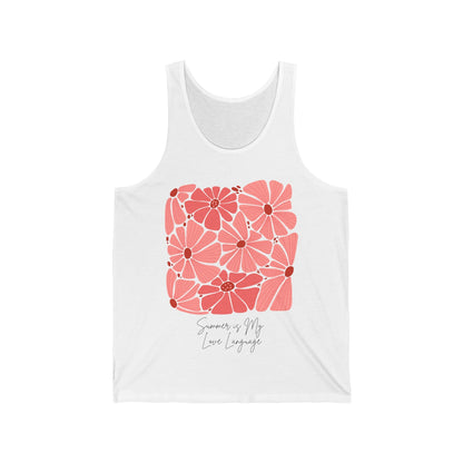 Summer is My Love Language Floral Design Tank Top for Women Stylish Sleeveless Flower Print Summer Top Casual Comfortable