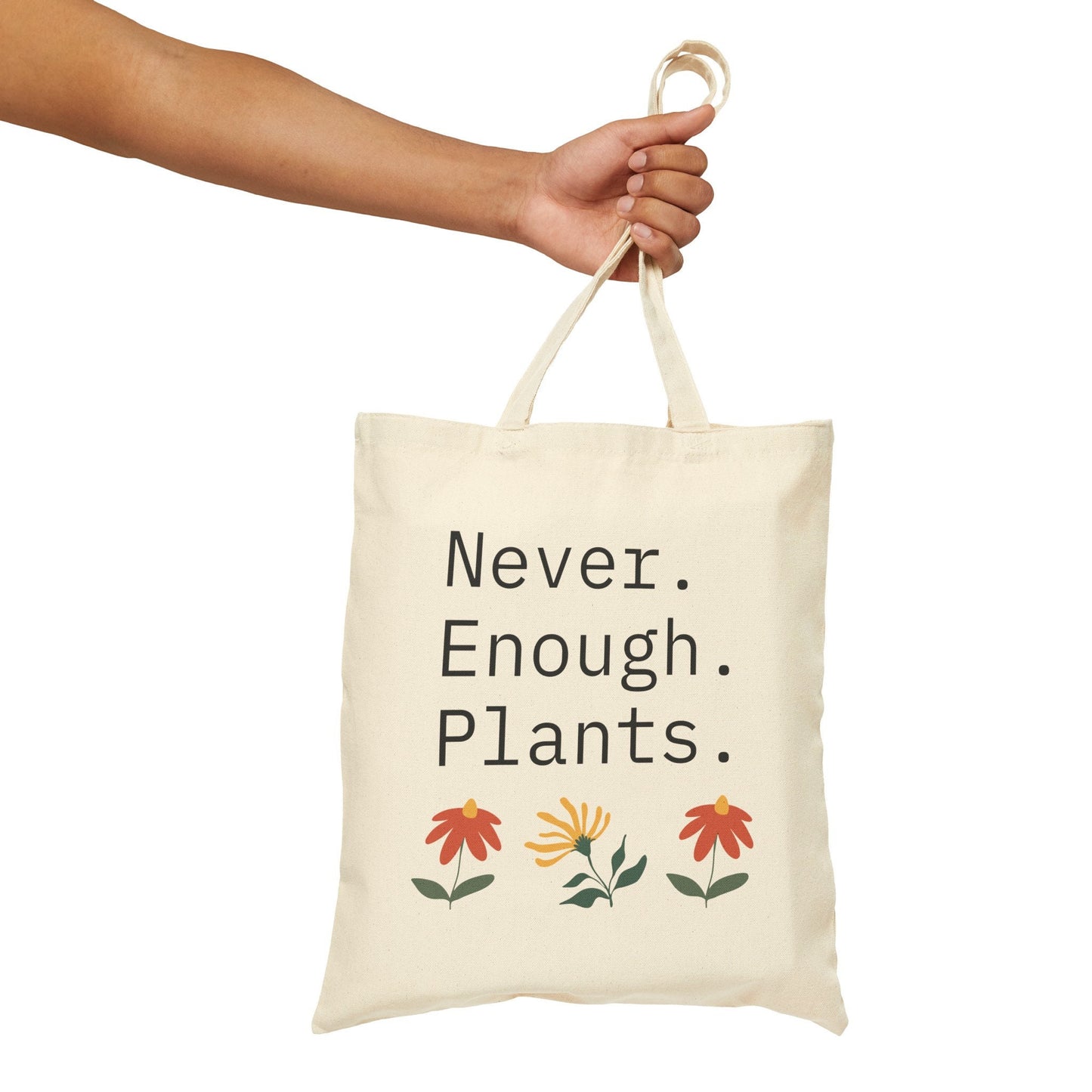 Never Enough Plants Tote Bag Minimalist Design Stylish and Durable Shopper Bag for Plant Lovers Farmers Market Garden Supplies Houseplants