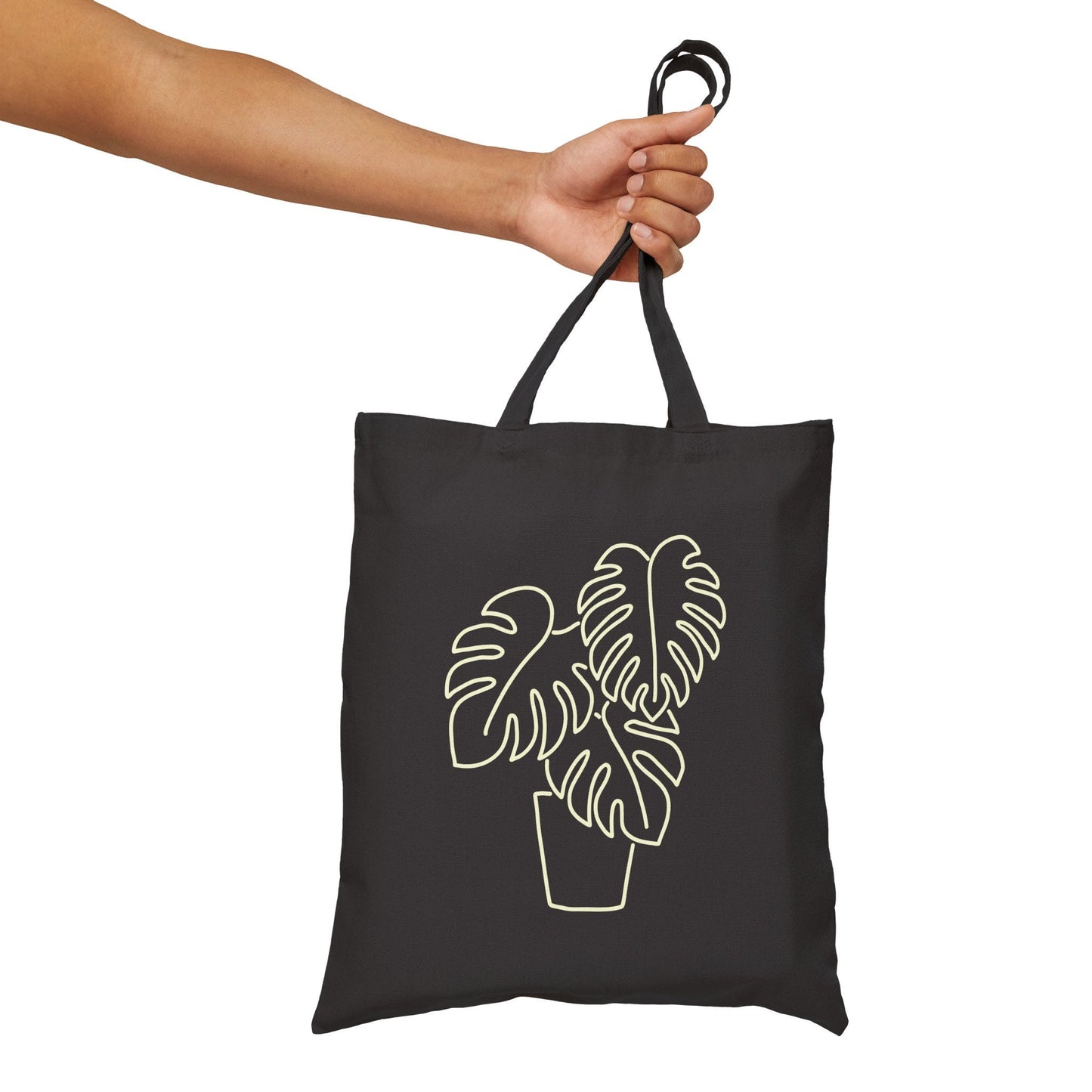 Monstera Plant Black Cotton Canvas Tote Bag plants garden house plant monstera grocery bag monstera plant mom plant lady